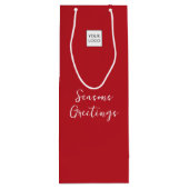 Rode Logo Tekst Promotionele Bedrijfsverpakking Wijn Cadeautas (Achterkant)
