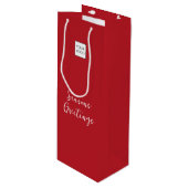Rode Logo Tekst Promotionele Bedrijfsverpakking Wijn Cadeautas (Voorkant Gekanteld)
