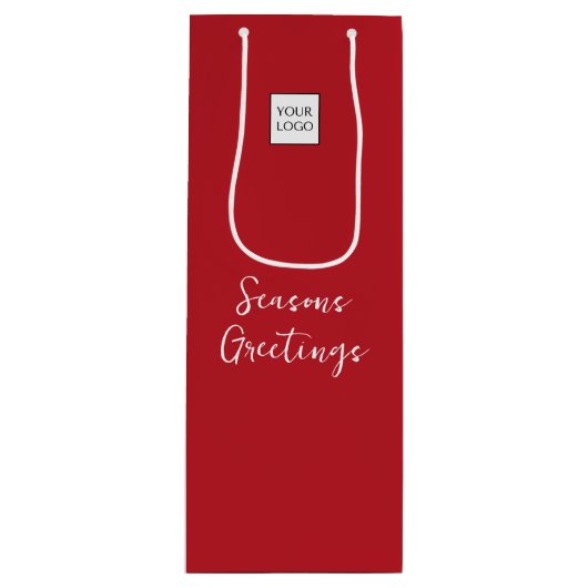 Rode Logo Tekst Promotionele Bedrijfsverpakking Wijn Cadeautas (Voorkant)