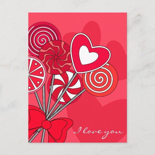 Rode lollypop ansichtkaart briefkaart (Voorkant)