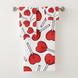 Rode Lolly's, Hart Lolly's, Lolly Sticker Bad Handdoek