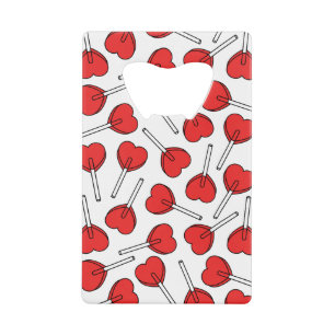 Rode Lolly's, Hart Lolly's, Lolly Sticker Creditkaart Flessenopener