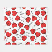 Rode Lolly's, Hart Lolly's, Lolly Sticker Fleece Deken (Voorkant (Horizontaal))