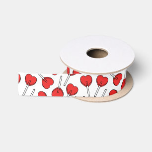 Rode Lolly's, Hart Lolly's, Lolly Sticker Satijnen Lint