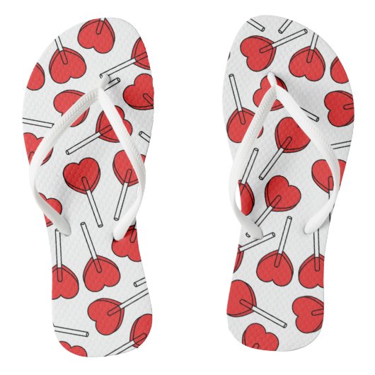 Rode Lolly's, Hart Lolly's, Lolly Sticker Teenslippers (Voetbed)