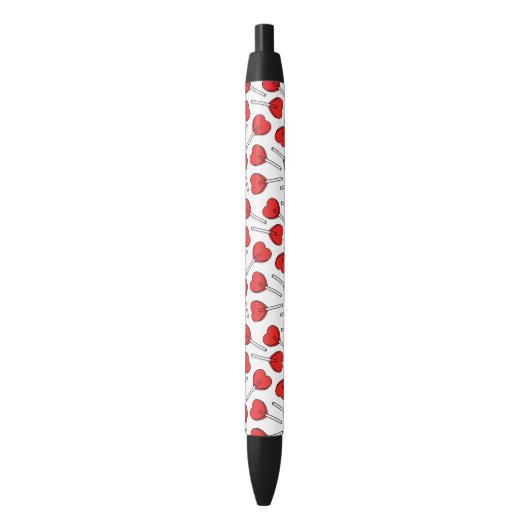 Rode Lolly's, Hart Lolly's, Lolly Sticker Zwarte Inkt Pen (Voorkant Verticaal)