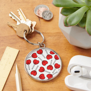 Rode Lolly's, Hart Lolly's, Lolly Stippenpatroon Sleutelhanger