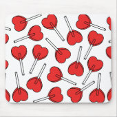 Rode lolly's, hartvormige lolly's, lollypatroon muismat (Voorkant)