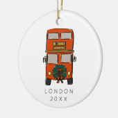Rode Londen Dubbeldekker Bus Kerstfoto Keramisch Ornament (Links)