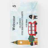Rode Londense Bus & Torenklok Kinderverjaardagsfee Spandoek (Verticaal)