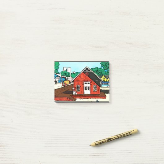 Rode loods op het spoor post-it® notes (Op bureau)