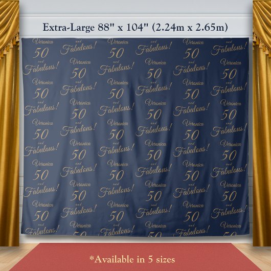 Rode Loper & Herhaal Goud Navy 50 Fabulous Verjaar Wandkleed