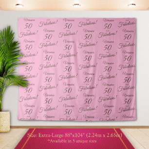 Rode Loper & Herhaal Goud Roze 50 Fabulous Verjaar Wandkleed