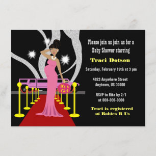 Rode loper Hollywood Baby Shower Uitnodiging jonge