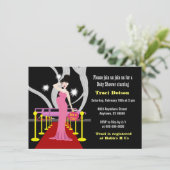 Rode loper Hollywood Baby shower Uitnodiging meisj (Staand voorkant)