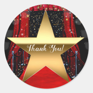 Rode Loper Hollywood Gouden Sterren Verjaardagsfee Ronde Sticker