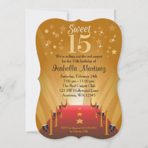 Rode Loper Hollywood Ster Sweet 15 Verjaardag Kaart