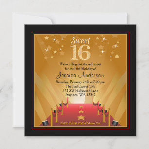 Rode Loper Hollywood Ster Sweet 16 Verjaardag Kaart