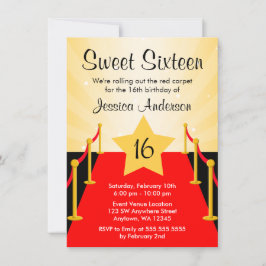 Rode Loper Hollywood Sweet 16 Verjaardagsfeestje Kaart