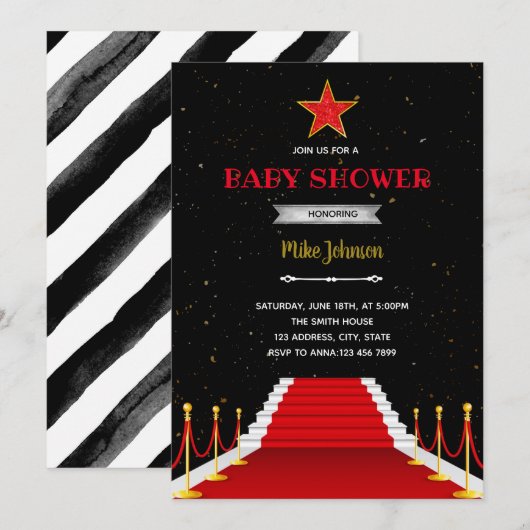 Rode loper shower verjaardagsuitnodiging kaart (Voorkant / Achterkant)