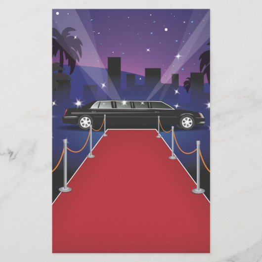 Rode Loper Sterren Limousine Briefpapier (Voorkant)