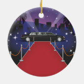 Rode Loper Sterren Limousine Keramisch Ornament (Achterkant)