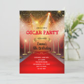 Rode loper verjaardag uitnodiging (Staand voorkant)