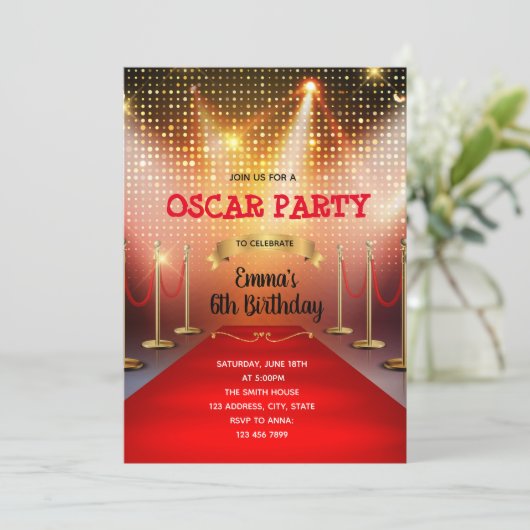 Rode loper verjaardag uitnodiging (Staand voorkant)