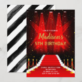 Rode loper verjaardag uitnodiging (Voorkant / Achterkant)