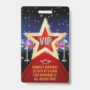 Rode Loper VIP-Pas Geboortebadge Uitnodiging Badge