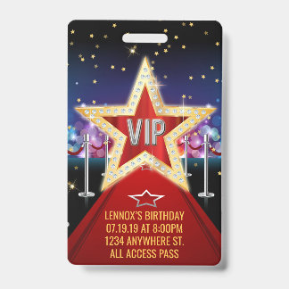 Rode Loper VIP Pas Geboortebadge Uitnodiging Badge