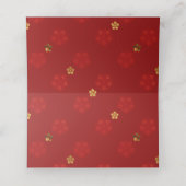 Rode Lotus Bloem Patroon Wedding Gevouwen Plaats K Plaatskaartje (Binnenkant ongevouwen)