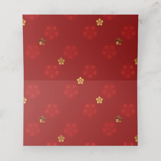 Rode Lotus Bloem Patroon Wedding Gevouwen Plaats K Plaatskaartje (Binnenkant ongevouwen)