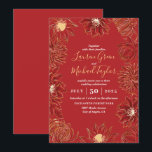 Rode Lotus Flower Oriental Floral Wedding Kaart<br><div class="desc">en bijtend bloemontwerp met rode waterlelie en lotusbloem ornament voor je lente- of zomerbruiloft. Eenvoudige en elegante waterverf tekening van mooie oosterse bloem,  je botanische tuinfeest met thema bruiloft,  vrijgezellenfeest of verlovingsfeest. Uitzicht het collectie in onze winkel voor meer objecten met dit moderne en romantische bloemetjesontwerp.</div>