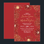 Rode Lotus Flower Oriental Floral Wedding Kaart<br><div class="desc">en bijtend bloemontwerp met rode waterlelie en lotusbloem ornament voor je lente- of zomerbruiloft. Eenvoudige en elegante waterverf tekening van mooie oosterse bloem,  je botanische tuinfeest met thema bruiloft,  vrijgezellenfeest of verlovingsfeest. Uitzicht het collectie in onze winkel voor meer objecten met dit moderne en romantische bloemetjesontwerp.</div>