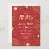 Rode Lotus Flower Oriental Floral Wedding Kaart (Voorkant)