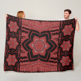 Rode Lotus in zwarte fleece deken
