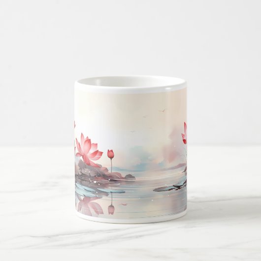 Rode lotusbloem op je Mok (Center)