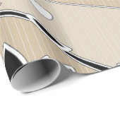  rode lotusbloemen op beige strepen cadeaupapier (Rol Hoek)