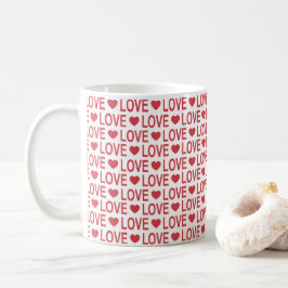 Rode Love Pattern Koffiemok