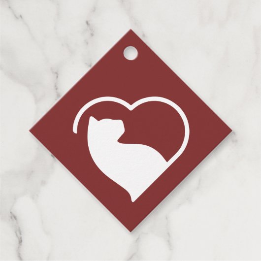 Rode Lovecats cadeau labels (Voorkant)