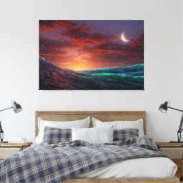 Rode Lucht bij Nacht Canvas Afdruk