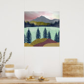 Rode lucht meer landschap poster (Keuken)