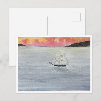 Rode luchten 's nachts zijn zeilers gelukwens ansi briefkaart