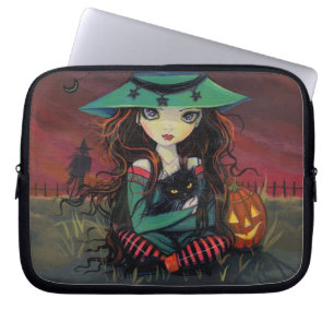Rode luchten van oktober Halloween Heksenkunst Laptop Sleeve