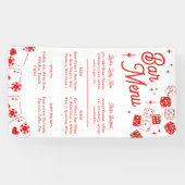 Rode Lucky In Love Dobbelstenen & Kaarten Bruiloft Spandoek (Horizontaal)