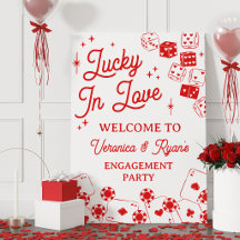 Rode Lucky In Love Dobbelstenen Verlovingsfeest We
