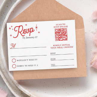Rode Lucky In Love Poker Suites QR Code Trouwdag RSVP Kaartje