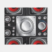 Rode luidsprekers met versterker- en bedieningskno fleece deken (Voorkant (Horizontaal))