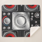 Rode luidsprekers met versterker- en bedieningskno sherpa deken (Voorkant (horizontaal))